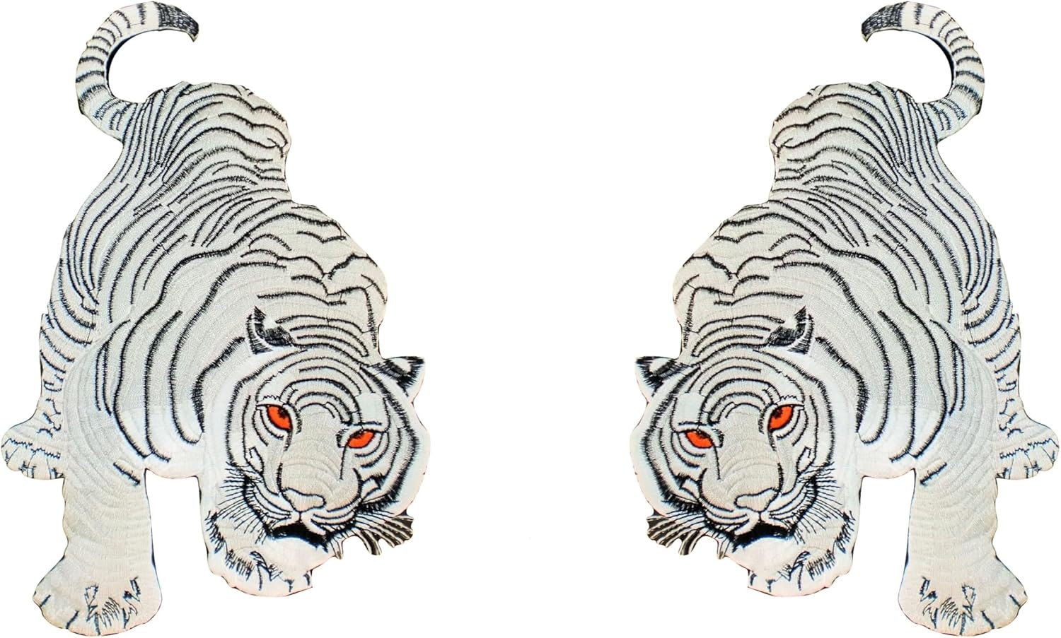 White Tiger Iron On Patch 4x6 Inch, Embroidered Animal Applique for Jackets Backpacks, Siberian Tiger DIY Wildlife Craft Decor
