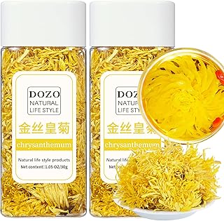 DOZO Chrysanthemum Tea Golden Chrysanthemum Tea 2.12oz/60g Golden-yellow Chrysanthemum Large Premium Flowers Chinese Herbal Tea Loose Dried Blooming Flower Tea 金丝皇菊 菊花茶