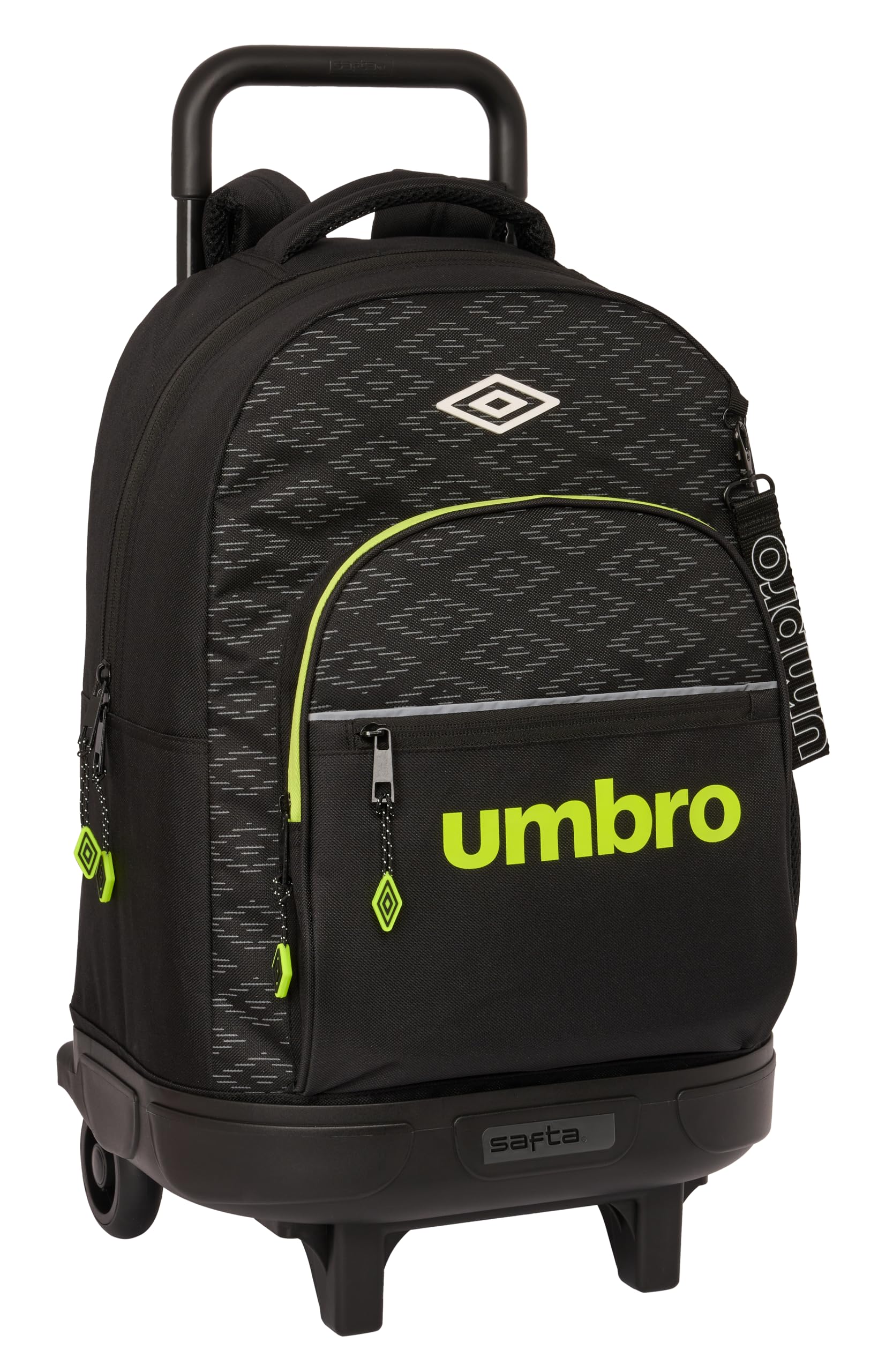 Safta Umbro Lima - Mochila Grande con Ruedas, Compacta, Extraíble, Ideal para Niños de Diferentes Edades, Cómoda y Versátil, Calidad y Resistencia, 33x22x45 cm, Color Negro