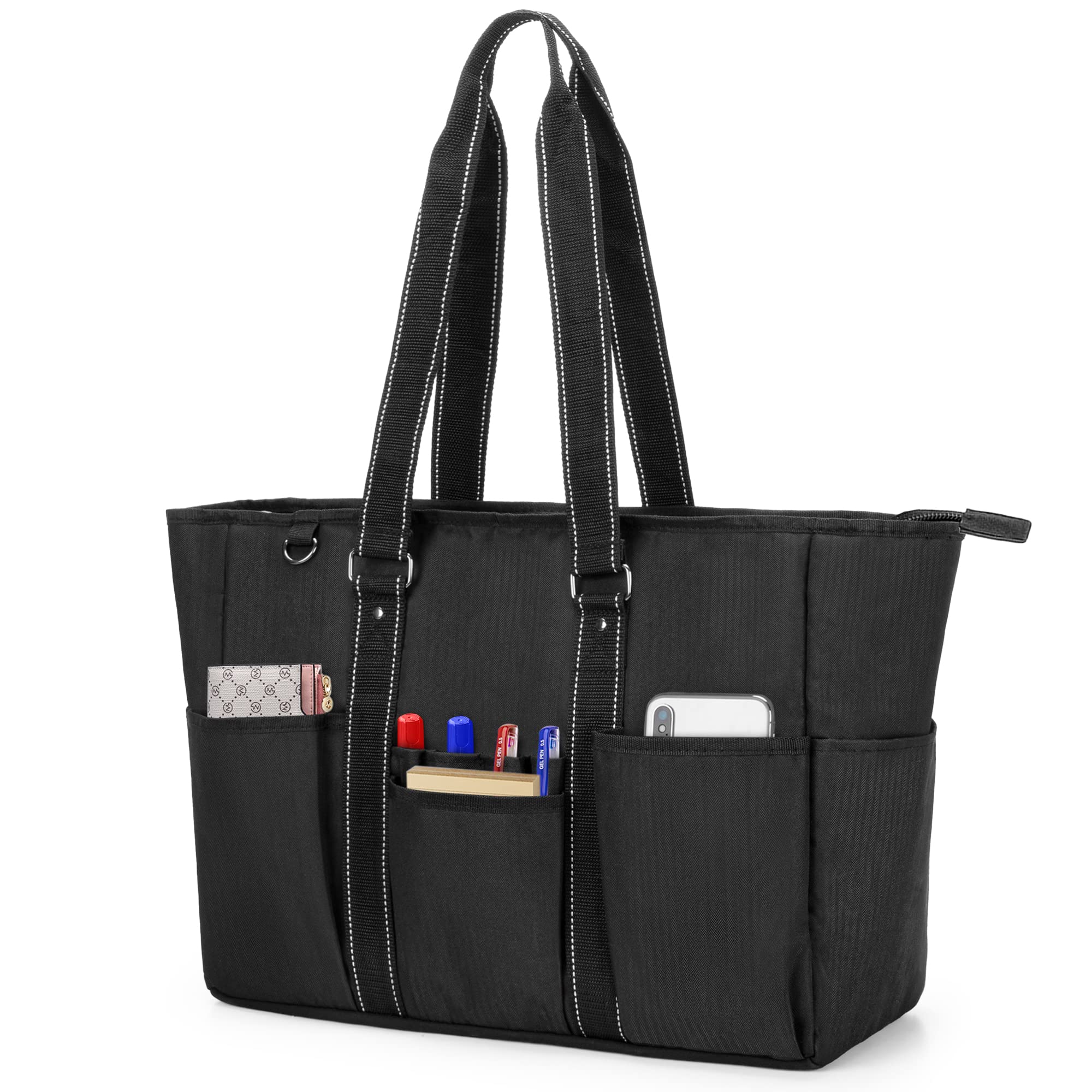 Trunab Teacher Utility Tote Bag with Multiple Pockets, Padded Compartment for 15.6" Laptop for working