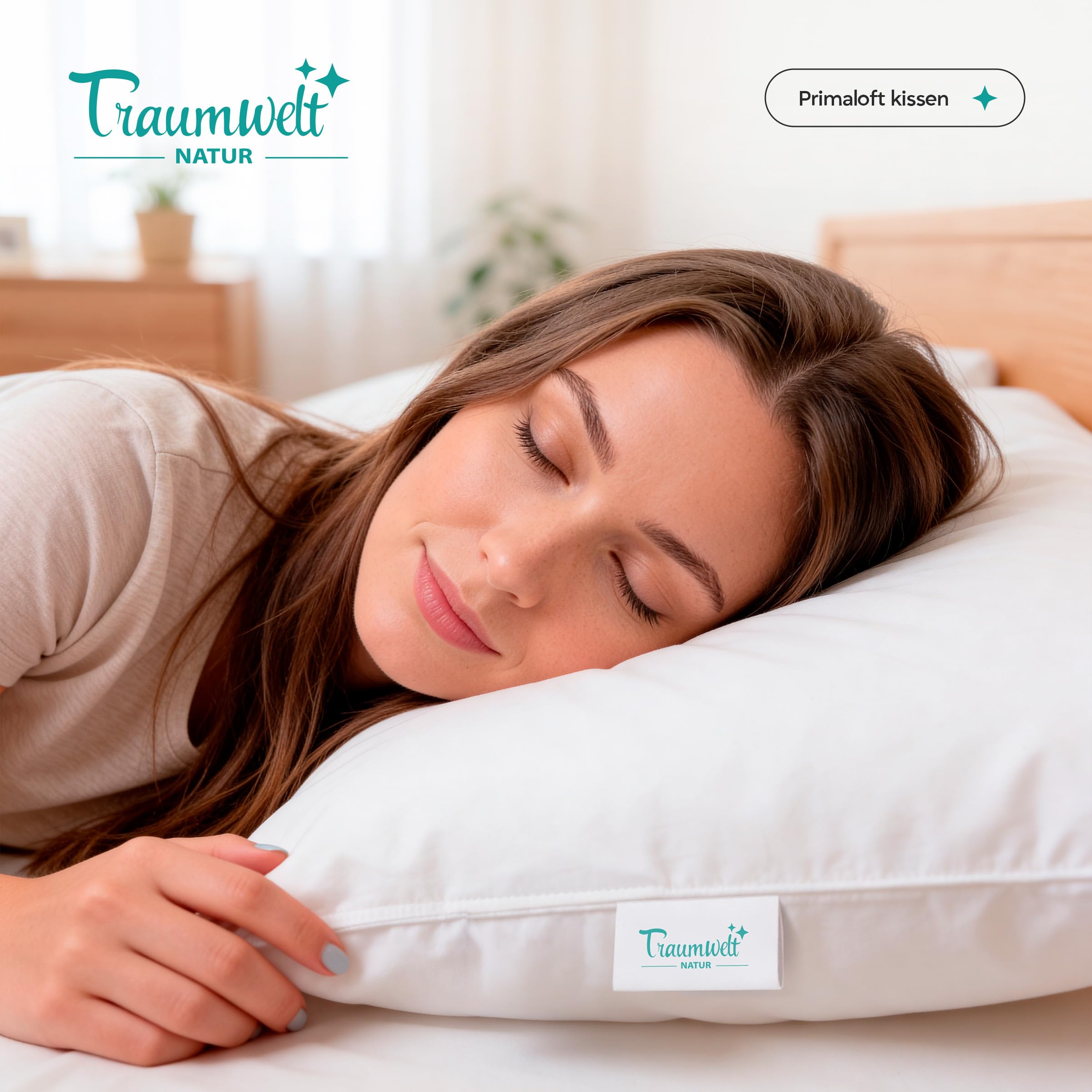 Made in Germany Kopfkissen 80x80 cm, mit Primaloft Bio Mikrofasern-Füllung, weiß, Füllgewicht: 1500g. Allergiker geeignet, Öko-Tex 100, biologisch abbaubar, Klimaneutral