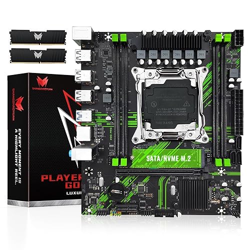 SHANGZHAOYUAN X99 PR9 Motherboard and DDR4 RAM 2133MHz 8GB*2, LGA 2011-3 Motherboard for Intel Xeon E5 V3 V4 Processors (DDR4 Slot, PCIe 3.0, M.2 Protocol, SATA 3.0, USB 3.0, Gigabit LAN)