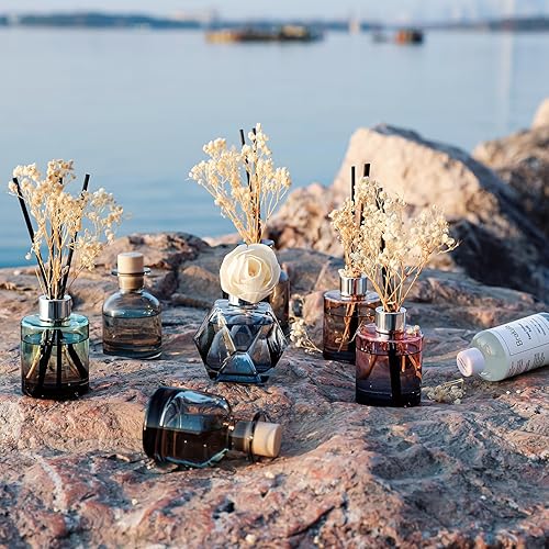 Miniatura 7 de Brakula Paquete de 2 difusores de junco, lino fresco + bambú (3.38 onzas líquidas cada paquete), fragancia para el hogar con 12 varillas, decoración