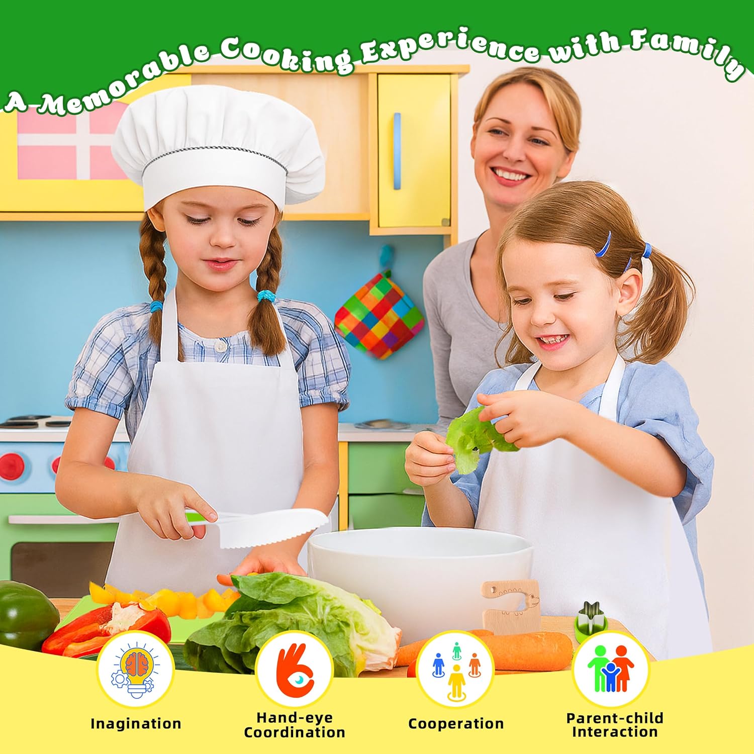 Kids Knife Set for Real Cooking Easter Basket Stuffers Gifts for Kids15 Pieces Montessori Kitchen Toys for Toddlers Children Safe Knives Cooking Cutting Sets for Kids Toddler Toys