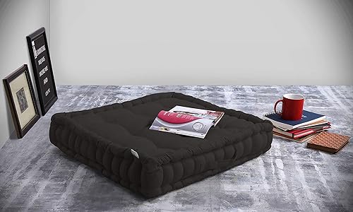 Miniatura 6 de Encasa Homes - Cojines cuadrados para suelo, 23.6 x 23.6 x 3.9 in, color verde lima, lienzo teñido sólido con relleno de microfibra, tamaño grande