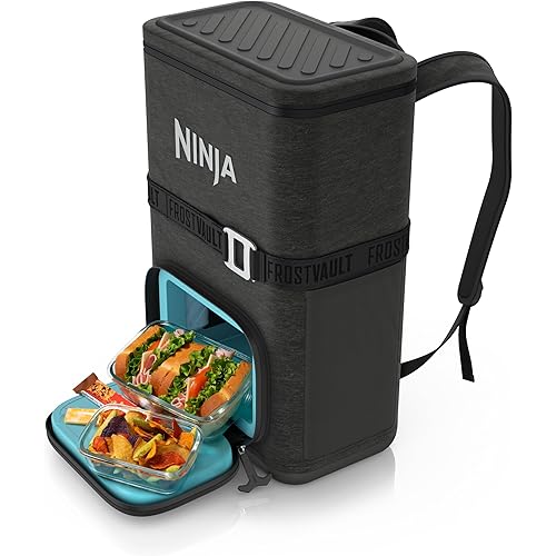 Ninja | Backpack Cooler | FrostVault Go Can Soft Cooler | Leakproof Zipper with Built in Can Opener, 2 Ice Packs & Dry Storage Drawer | for Hiking, Camping & More | 24/36 Can