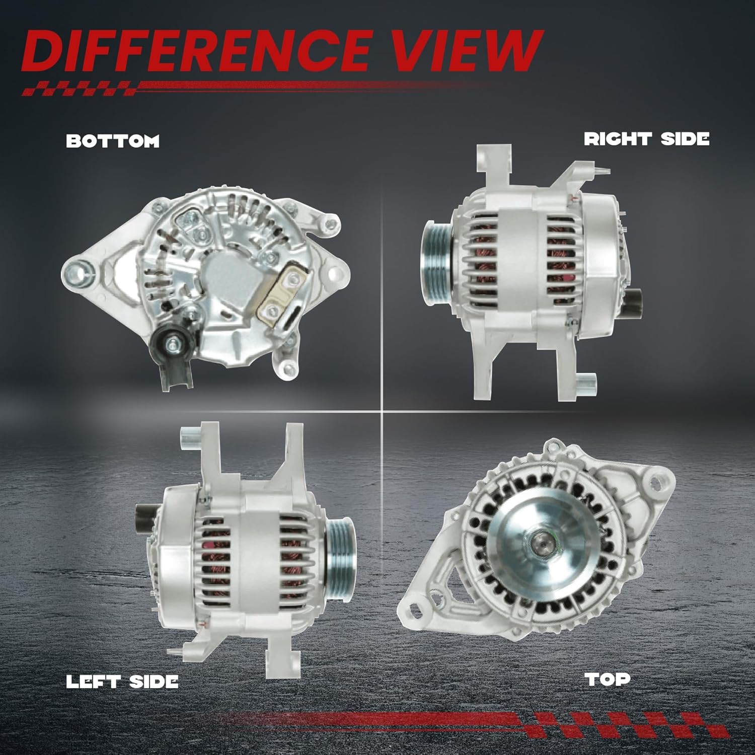 High Output Alternator for-Jeep Cherokee Grand Cherokee Wrangler Comanche for-Dodge Dakota 1991-1998 2.5L 4.0L, OE# 121000-3450 10463782 56005684, CW 6-Groove Pulley 90Amp 12V