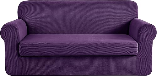 Miniatura 15 de CHUN YI Fundas de sofá de 7 piezas, fundas de sofá lavables, funda elástica para sofá de 3 cojines con respaldo y fundas de cojín separadas, Azul