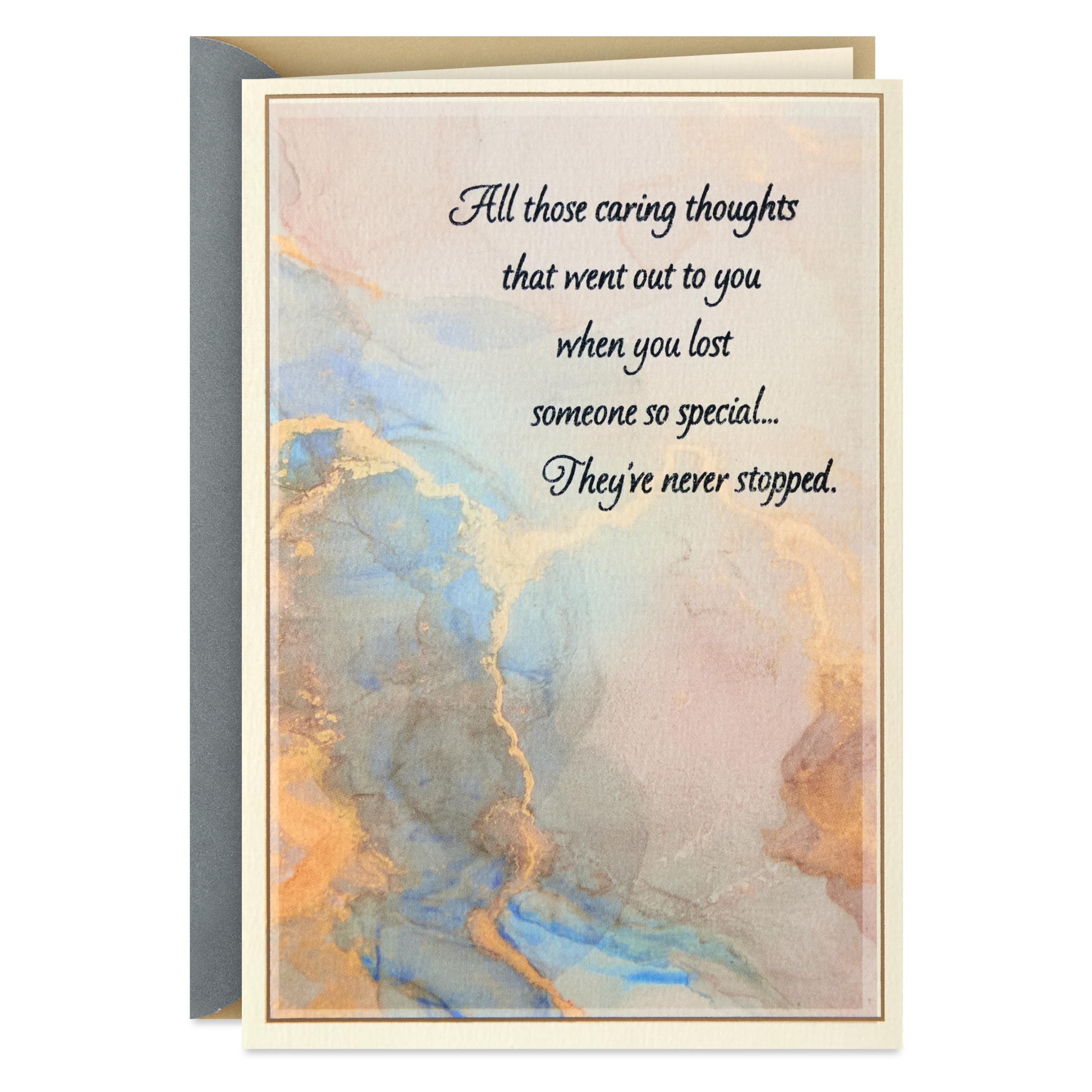 Hallmark Sympathy Card for Anniversary of Death (Caring Thoughts Never Stopped) for Widow, Widower, Friend โ image 1