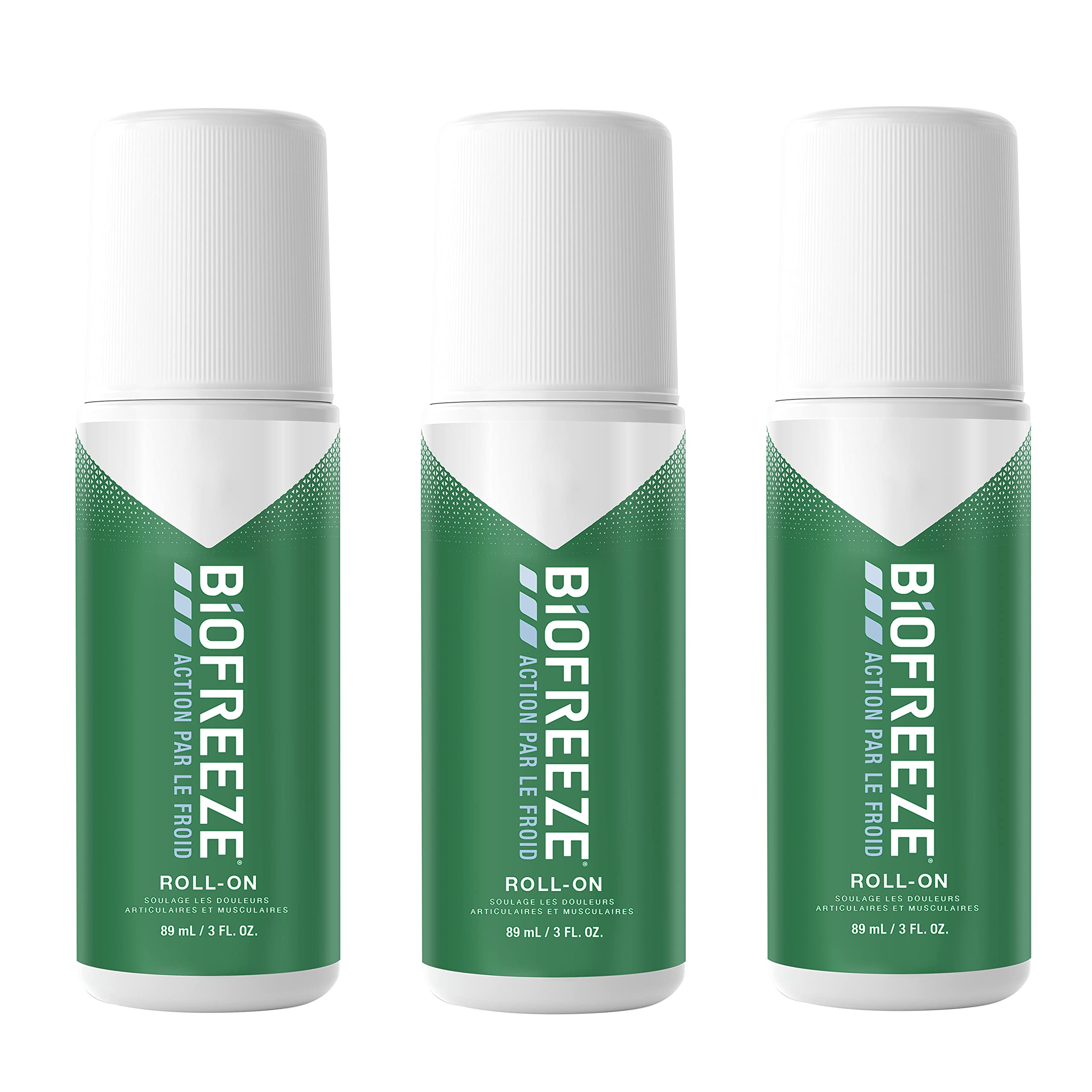 Biofreeze - Lot de 3 Roll On Action par le Froid - Soulage les douleurs musculaires et articulaires - 3 x 89ml