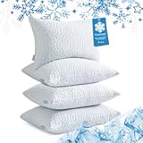 MUXHOMO Memory Foam Pillows Queen Size Set of 4, Cooling Adjustable Shredded with Breathable Cover, Supportive for Side, Back & Stomach Sleepers, White, 20 x 30 Inches