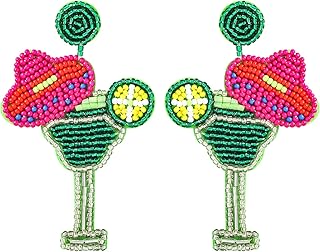 Sponsored Ad - Beaded Earrings Champagne Bottle Drop Dangle Earrings Handmade Margarita Cocktail Fiesta Earrings for Women...