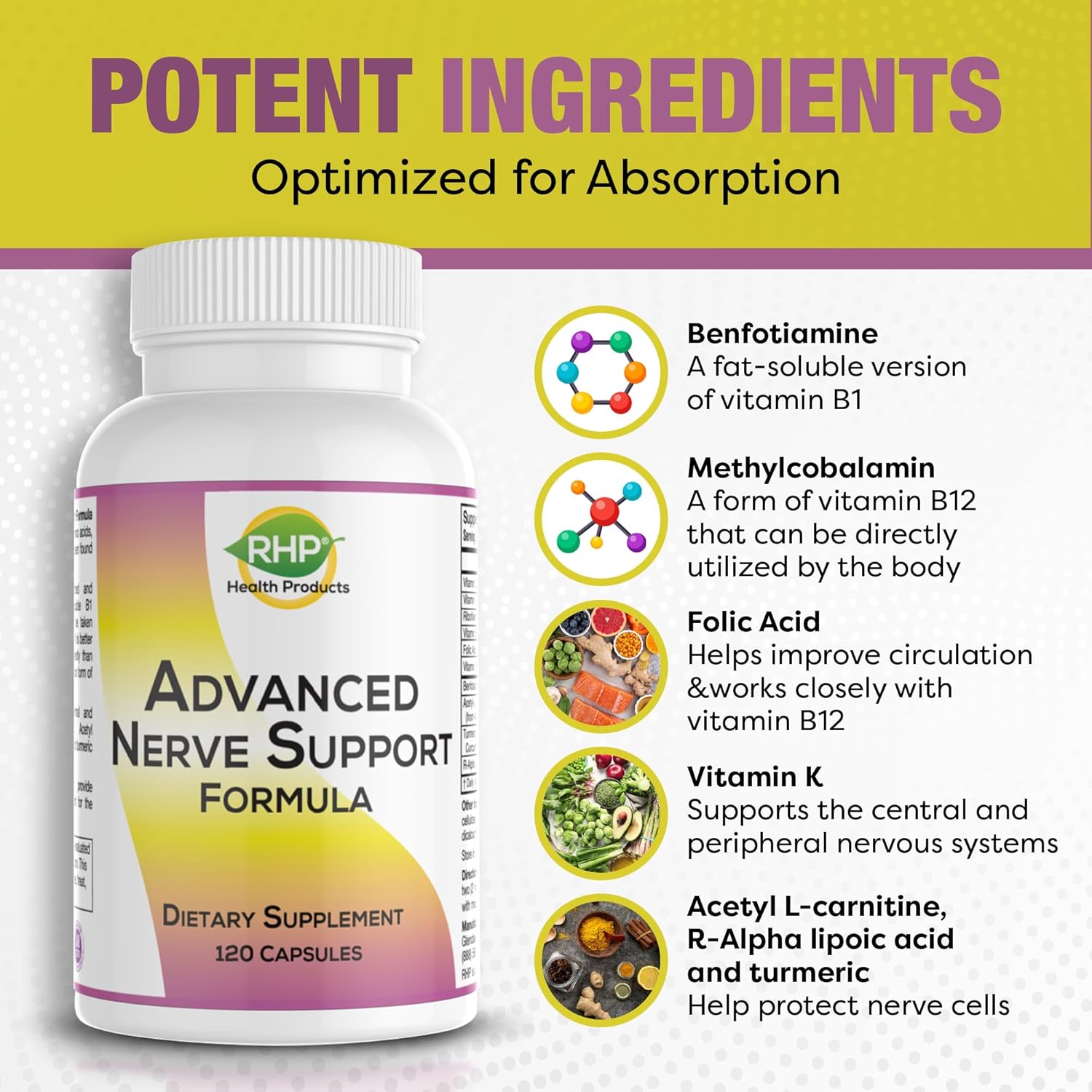 Advanced Nerve Support Formula. Peripheral Neuropathy Supplement with Alpha Lipoic Acid for Healthy Nerve Repair & Function. Maximum Strength Formula, 120 Capsules