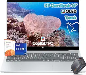 HP Laptop OmniBook 7 Touchscreen -Intel Core 9 270H Beat i7-13650HX -40.6 cm 2K OLED 120Hz -64GB RAM -1TB SSD -Windows 11 Pro -Teclado retroiluminado - Edição de vídeo Business Computadora Portátil PC