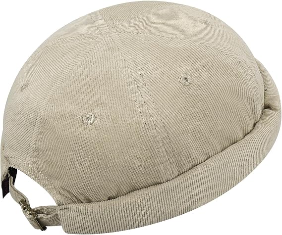 Clakllie Brimless Hats for Men Unisex Beanie Corduroy Docker Hat Commando Watch Cap Fashion Style Sailor Cap Adjustable