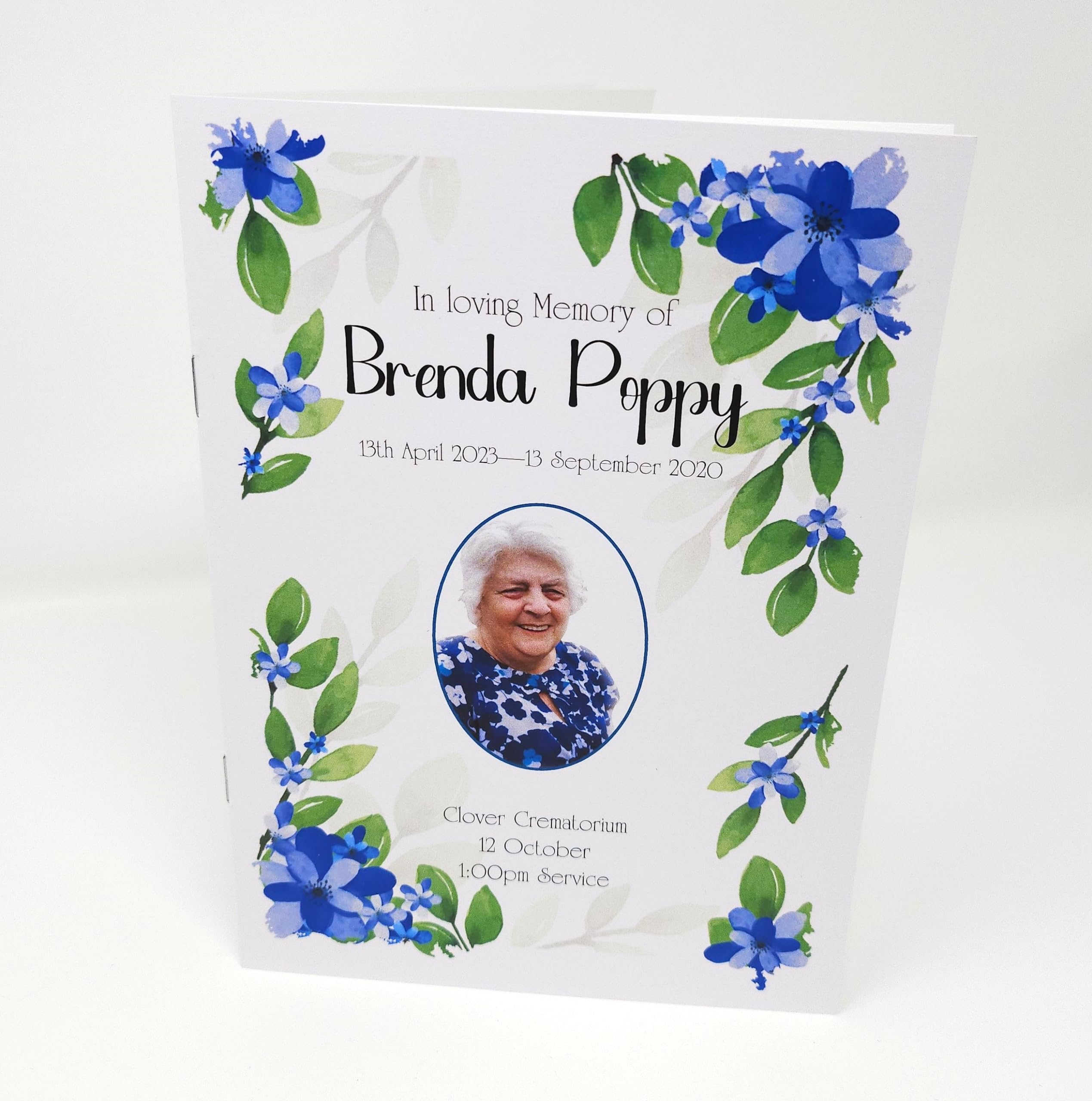 Pack of 10 Personalised Funeral order of service booklets with printed inserts (DESIGN 3)