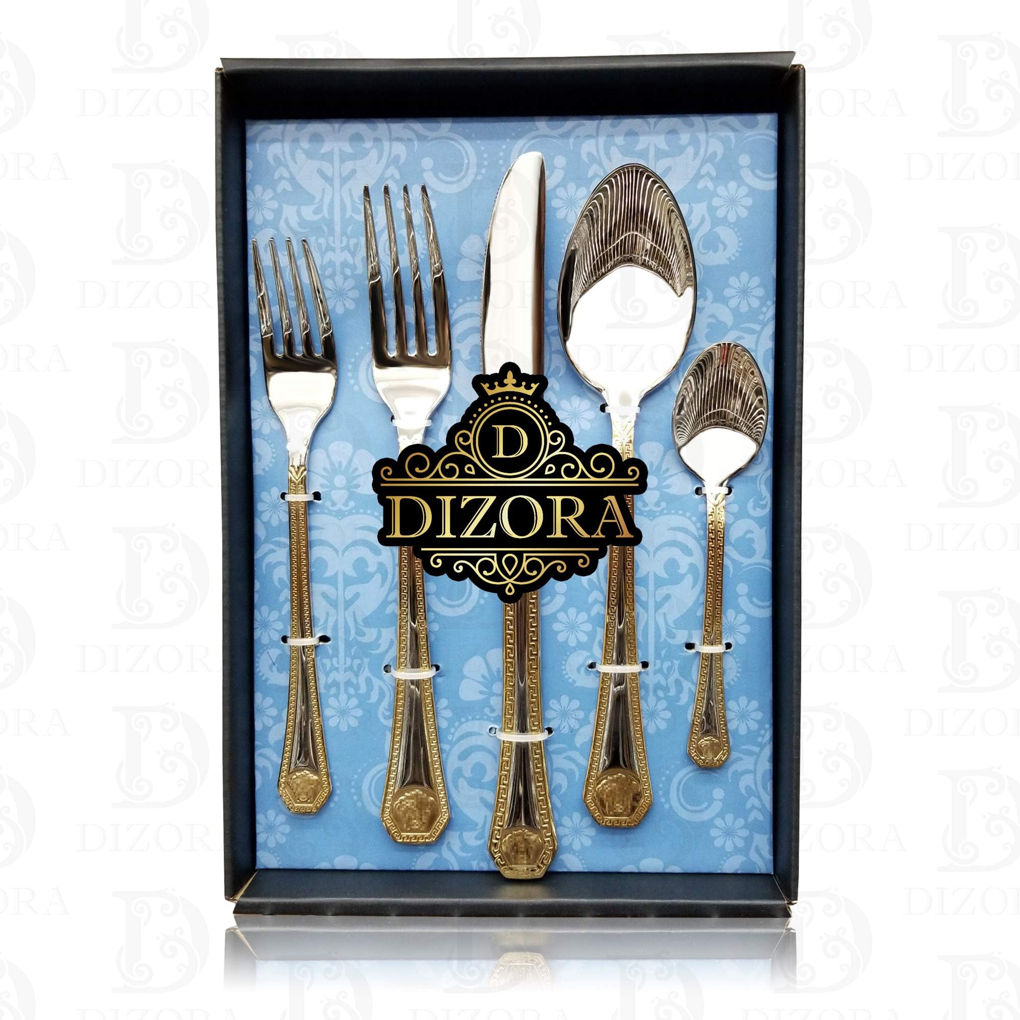 20-Piece Flatware Set for 4 - Dinnerware set - Kitchen utensils, Premium 18/10 Surgical Stainless Steel Silverware Cutlery Dining Service, 24K Gold-Plated Hostess Serving Set (Royalty - 20pc)โฆ
