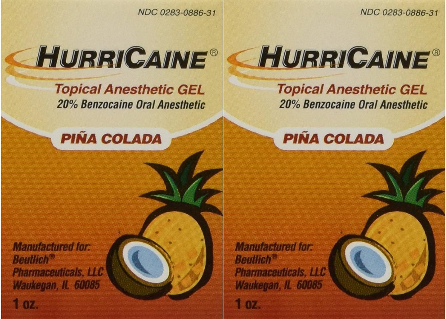 Yeegfeyuu Beutlich LP Pharmaceuticals Hurricaine Topical Anesthetic Gel, Pina Colada, 1 Ounce- Pack of 2