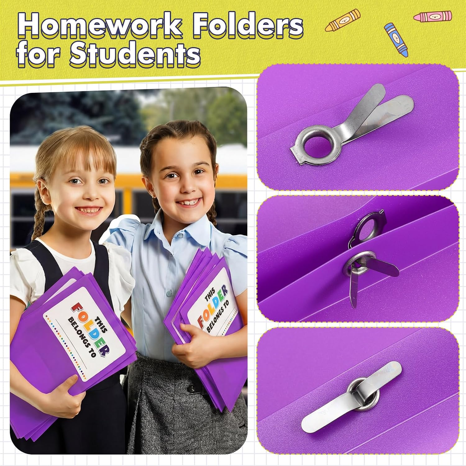 Affrolling 24 Pack Take Home Folders with Pockets for Students,Purple image 3