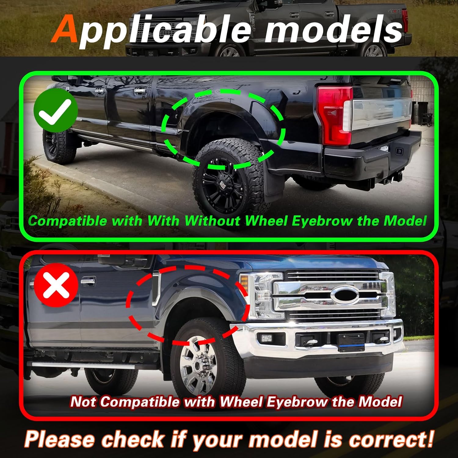 F250 Mud Flaps Compatible with 2017-2022 Ford F250 F350 F450 F550 Super Duty Trucks Mud Guards Splash Guards with Out Fender Flare Front & Rear 4pcs