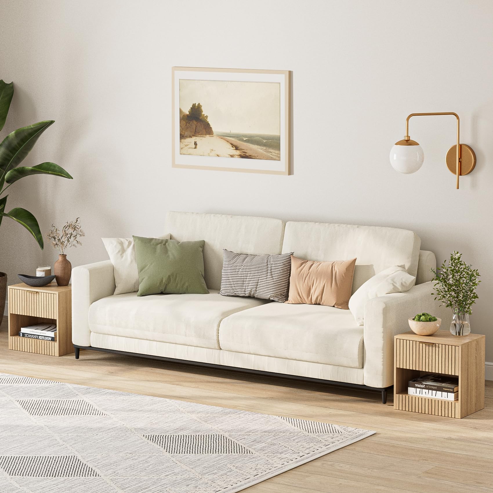 HEYZOEY Klein Nachttisch Eiche mit Schublade & Fach, Modern Beistelltisch