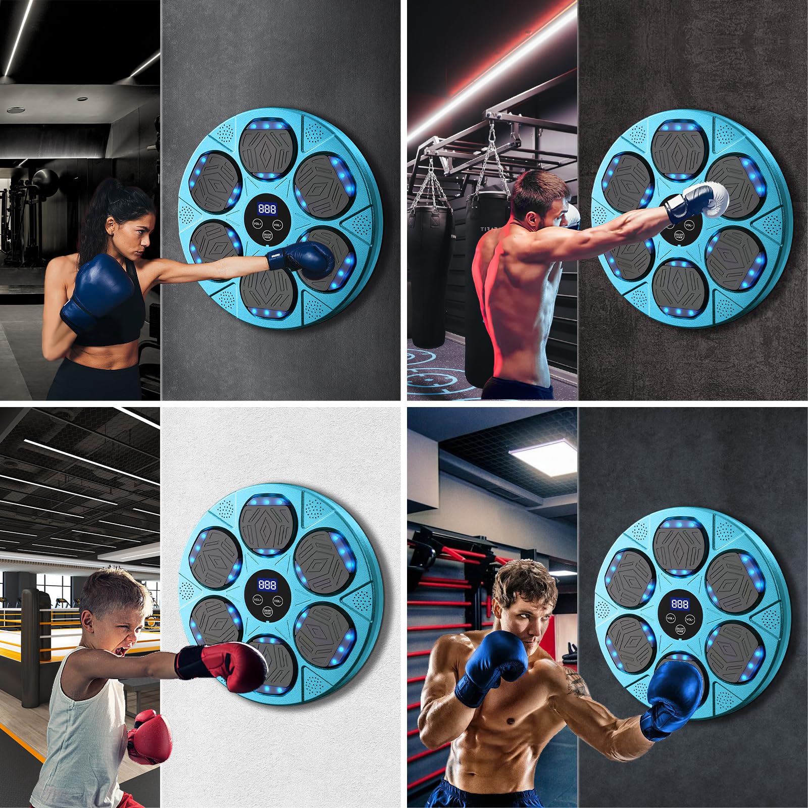 Macchina Da Boxe Musicale Con LED - 9 Modalità, Bluetooth, Guanti Inclusi - Foto 6