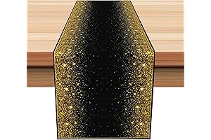 Black Gold Table Runner 72 Inch, Linen Table Runner for Kitchen Dining...
