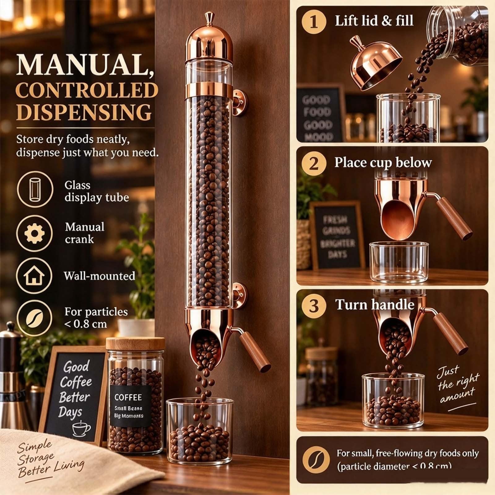 Dispenser Di Chicchi Di Caffè Per Bar E Buffet – Contenitore Per Cereali