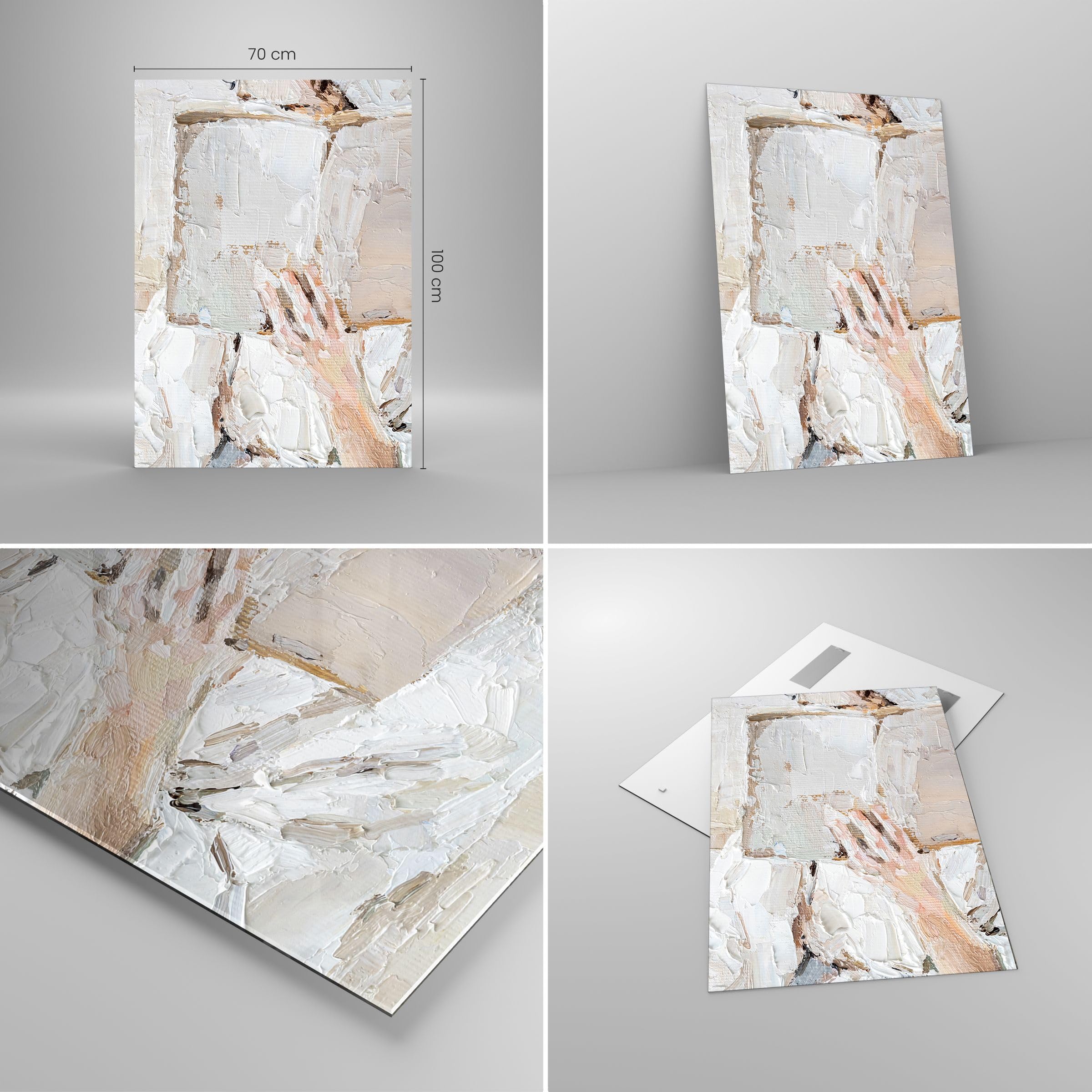 ARTTOR Glasbild 70x100 cm Wandbild Glasdruck Abstrakt Menschen - 5514 | Hallo Buch Minimalismus Vertikal Groß Modern Dekoration Wohnzimmer Schlafzimmer Küche Wanddeko Kunstdruck Art ARTTOR