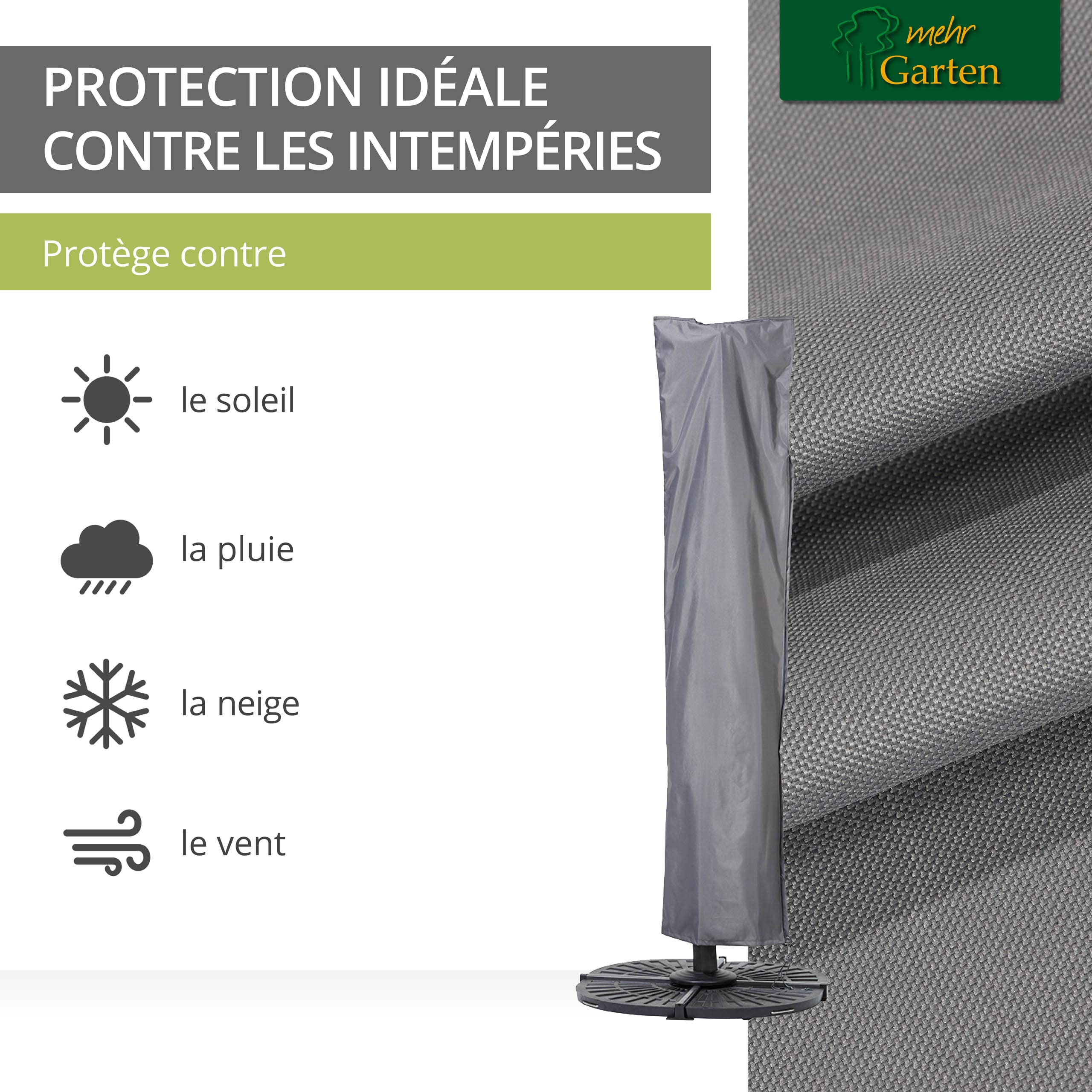 Housse parasol déporté droit 250x63/57 cm