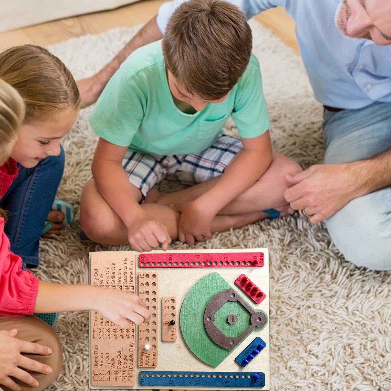 Jeu de société de dés de Baseball, de Baseball - Jeu de Baseball en Bois - de société de Baseball avec dés et Balle, de Table interactif à Double Bataille