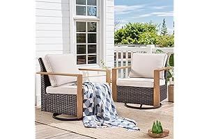 HUMMUH Outdoor Swivel Glider Rocking Chairs Set of 2