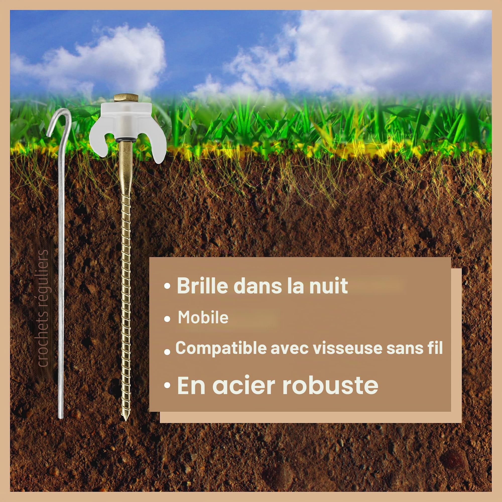 Set de 30 Piquets de Tente à Vis Robustes avec Coffret – Piquets Spirales pour Sols Durs et Mous – 2 Embouts de Perçage + Douille Inclus – Idéal pour Tentes, Abris, Bâches et Auvants