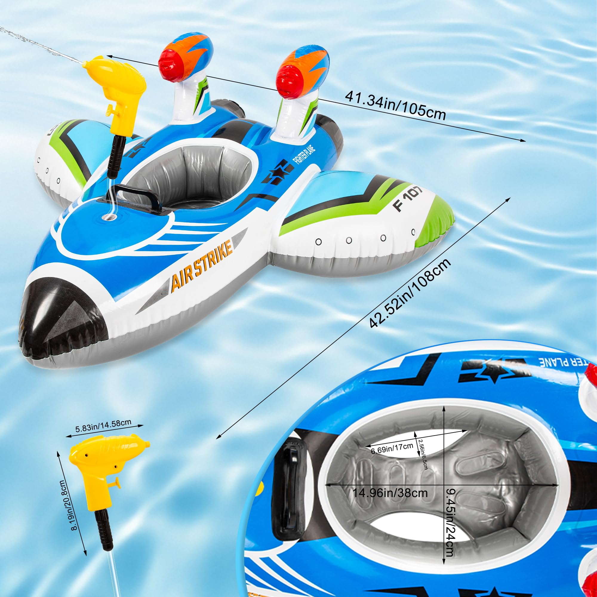 Flotadores Piscina Bebe con Pistola de Agua y Asa Inflable Natación Niños Flotador Bebe Juegos de Verano al Aire Libre Piscina de Agua Juguetes de Playa para Niños y Niñas de 3 a 6 Años