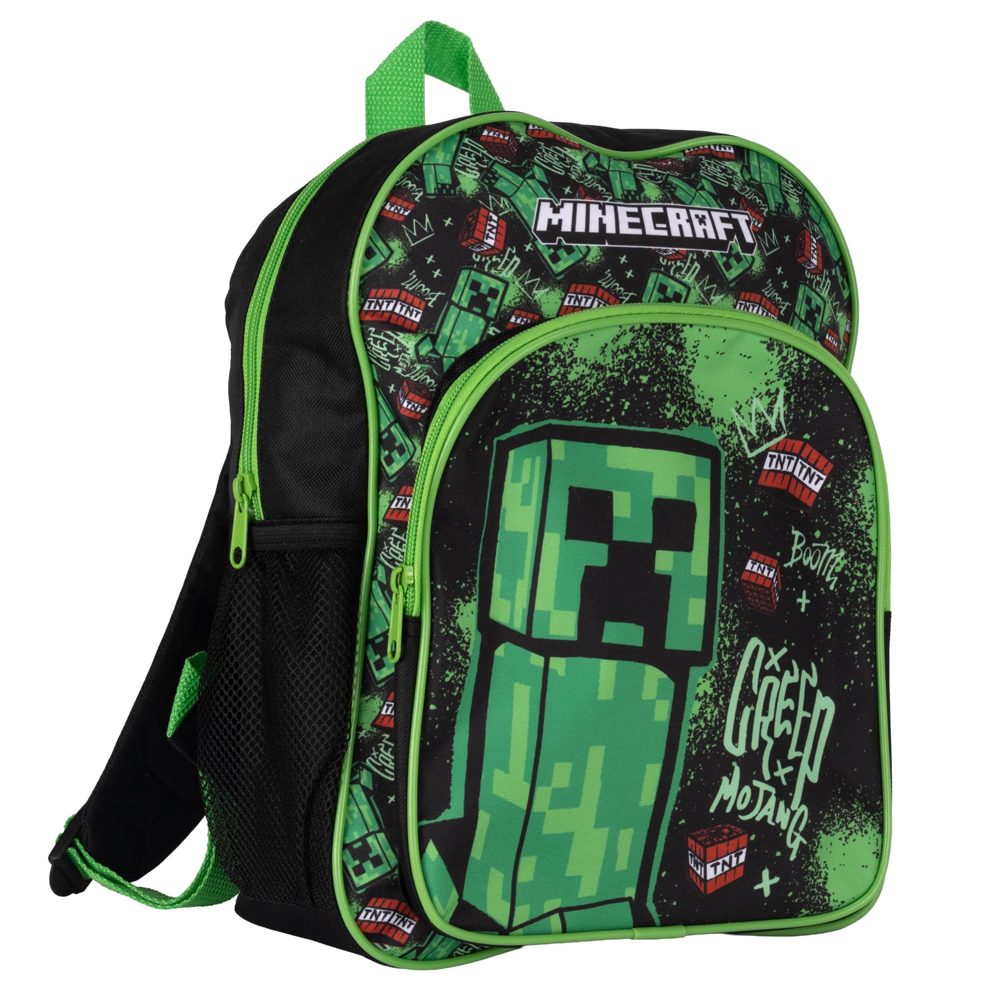 Minecraft TNT - Juego de mochila de 3 piezas, mochila, lonchera y estuche (verde AOP)