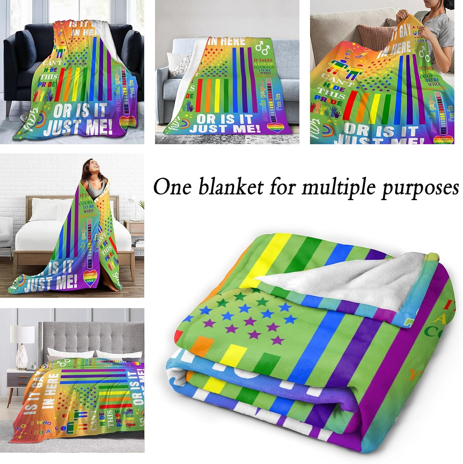 Gay Gifts, Gay Blanket, LGBT Blanket Pride Super Plush Blanket, Pride Day Gifts for Gay, Rainbow Soft Throw Blanket Bed, Sofa Blanket 60x80 in