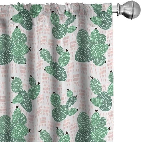 Miniatura 20 de Ambesonne - Cortinas retro para ventana, estilo de los años sesenta y setenta, diseño simétrico repetido de forma redonda geométrica, juego de 2