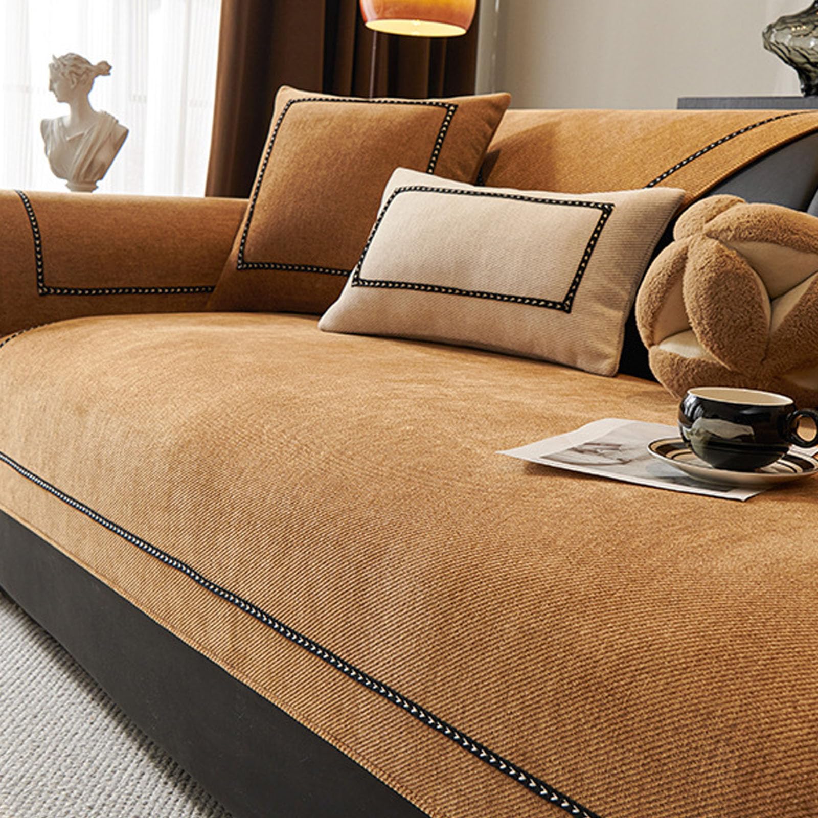 Housses de coussins épais et texturés en chenille pour canapé