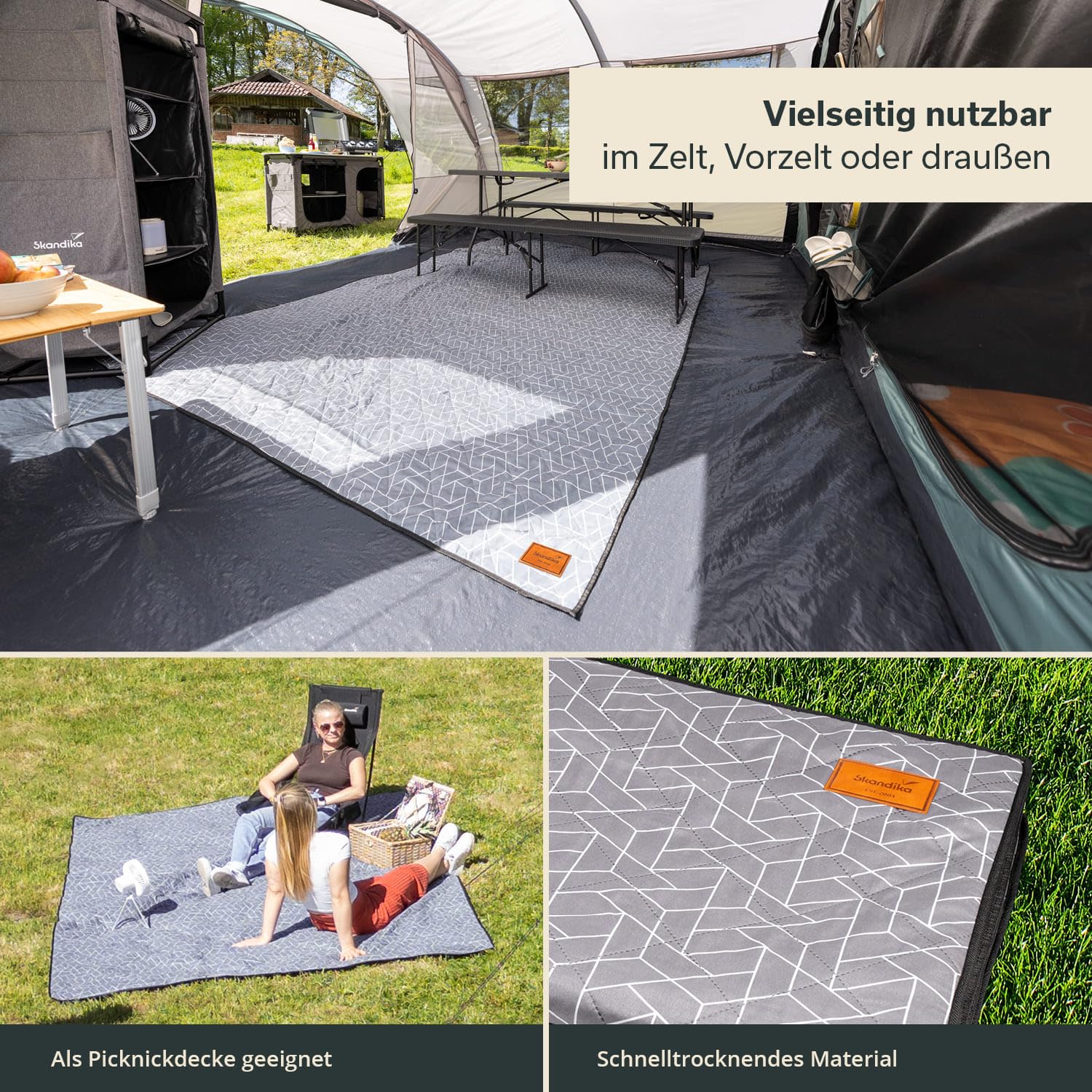 skandika Alfombra para Tienda de campaña Bredal | Resistente a la Intemperie y Impermeable | con poliéster Suave al Tacto, Correa de Transporte, Universal