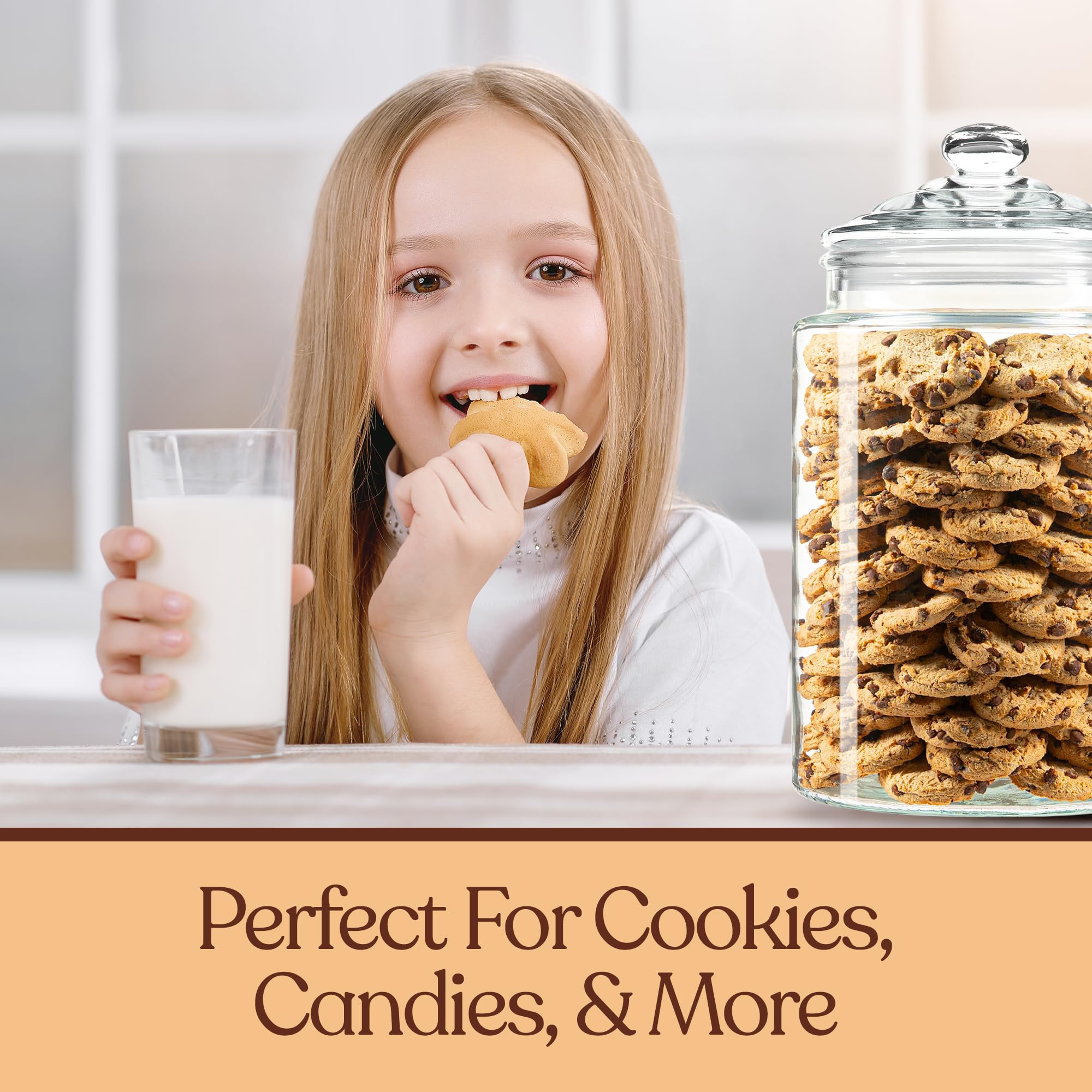 Tarro de cristal para galletas de 1.5 galones, contenedor alto de almacenamiento de alimentos con tapa hermética, recipiente de cocina grande para azúcar, harina, golosinas para perros, dulces,