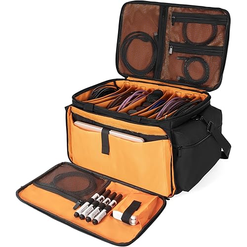 AKOZLIN Cable File Bag with Detachable Dividers for DJ Gear, Sound Instrument Accessories