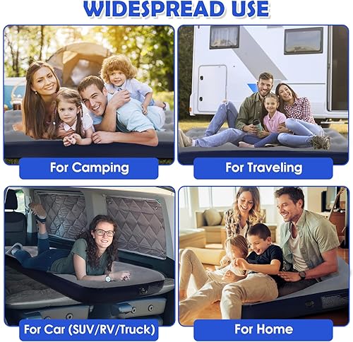 Miniatura 6 de Colchón de aire inflable para campamento, cama de aire con superficie flocada, cama de viaje, cama de aire para acampar al aire libre, tienda de