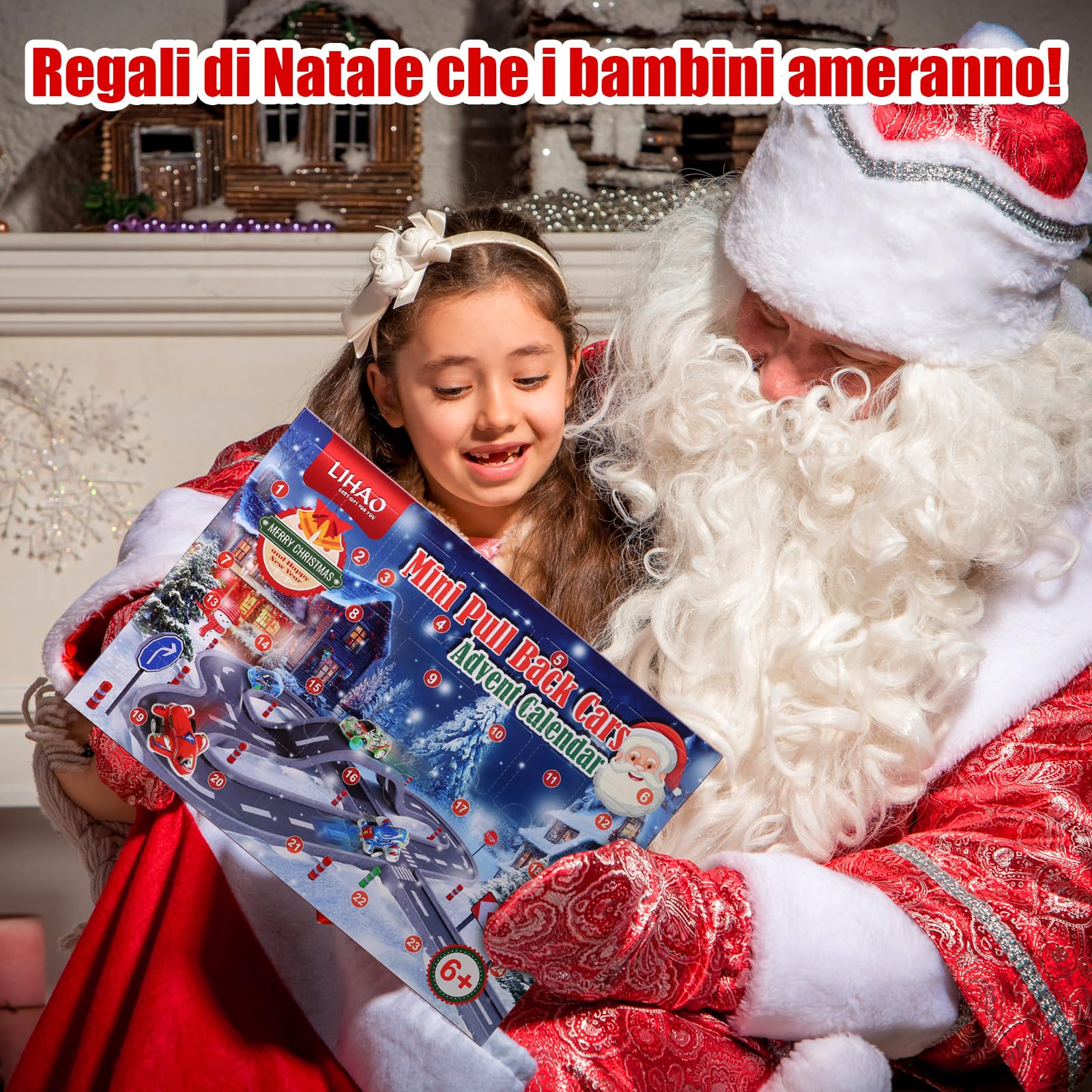 LIHAO Calendario dell'Avvento Bambino 24pz Macchinine Giocattolo Bambini Regalo di Natale per Ragazzi Ragazze Bambini