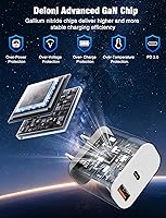 Vista 4 de Cargador rápido USB C de 60 W para iPhone 17/16/15 Pro Max, paquete de 2 bloques de carga de pared PD 3.0 de doble puerto con cable USB C de 6 pies