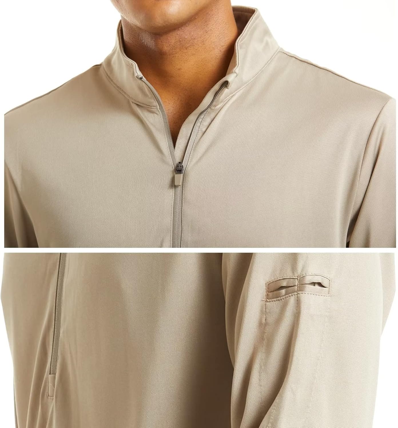 Miniatura 6 de MAGCOMSEN Camisa táctica para hombre, manga larga, cremallera de 12, sudadera atlética, sudaderas para correr, de secado rápido