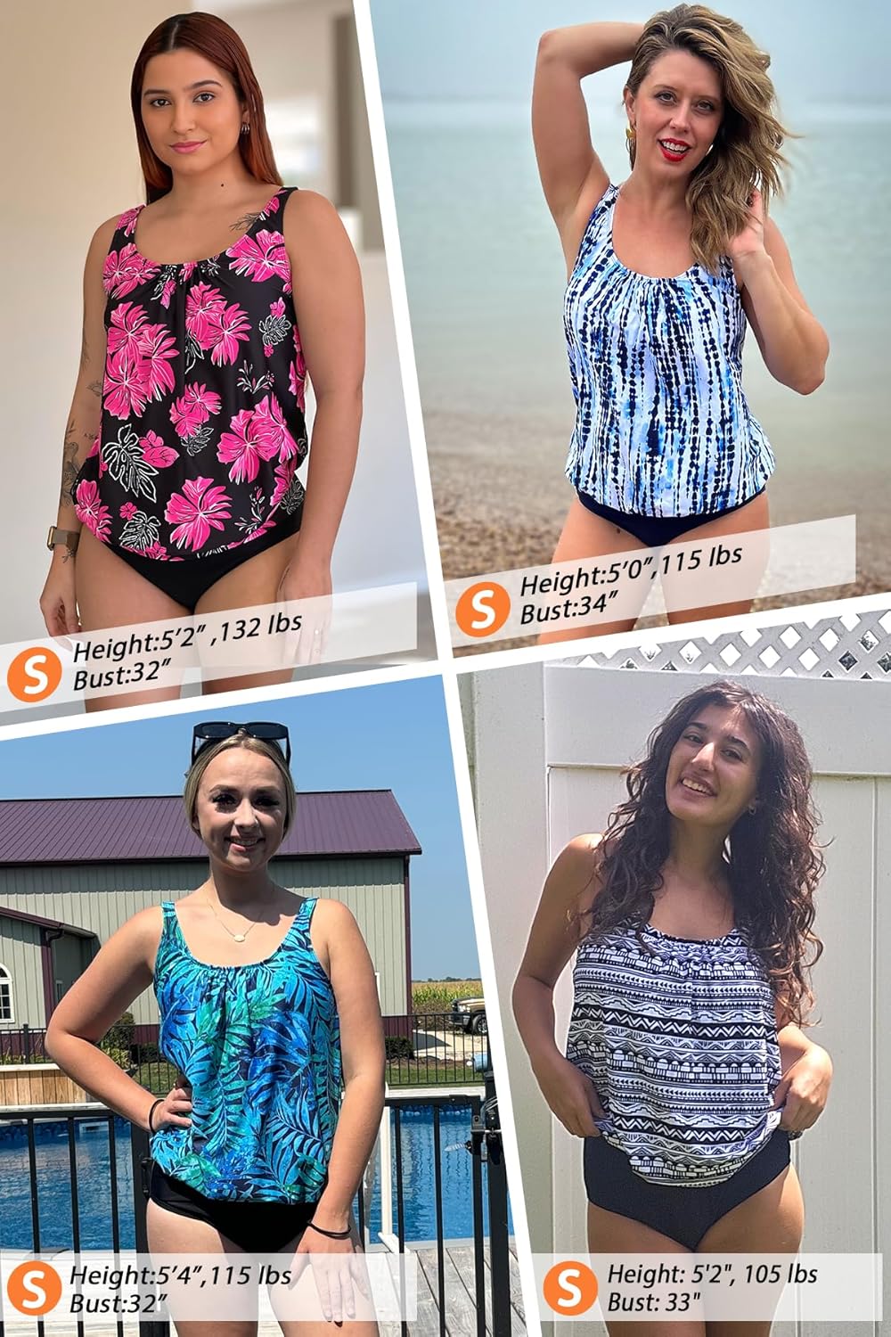 Yonique Blouson Tankini Swimsuits for Women Loose Fit Modest Two Piece Bathing Suits - Image 6