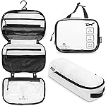 Toiletry Bag Kit Set: Hanging Travel Toiletry Bag + 311 TSA Cosmetic Liquid Bag + Ultralight Accessory Organizer Pouch (White Ripstop)