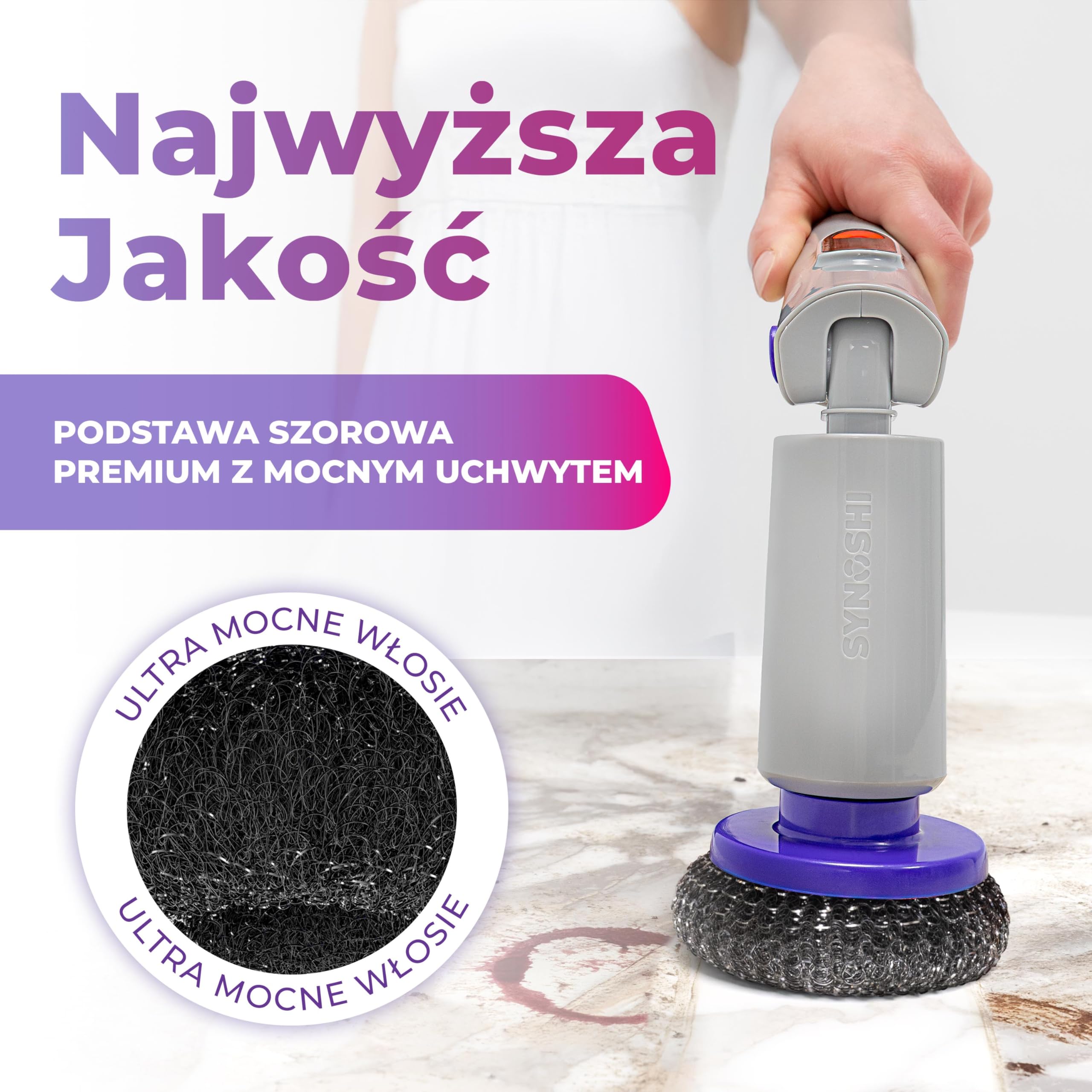 Synoshi Pro Stalowa Głowica do Szczotki Elektrycznej 2 Szt | Do grilla, rdzawych powierzchni i twardych zabrudzeń.