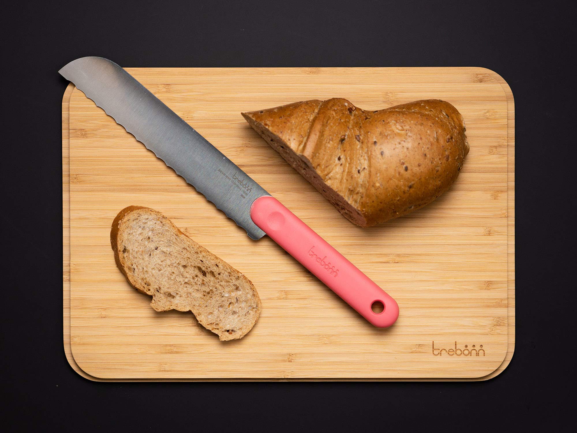 Trebonn - Trilogy Chop Drain & Rest, Zestaw kuchenny z bambusową deską do krojenia 34 x 24 Cm, Kroplówka I Silikonowy Podnóżek.