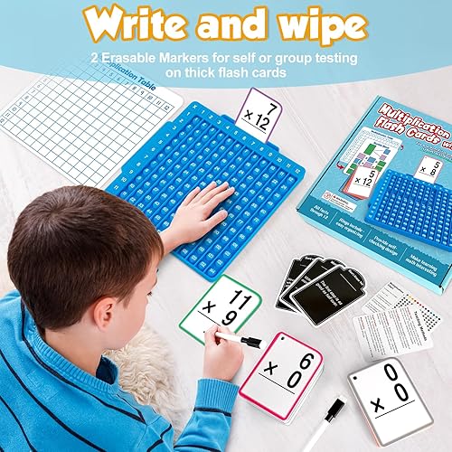 Miniatura 4 de Torlam Tarjetas flash de multiplicación + tablero de matemáticas, tarjetas flash de matemáticas manipulativas de matemáticas, juegos de matemáticas